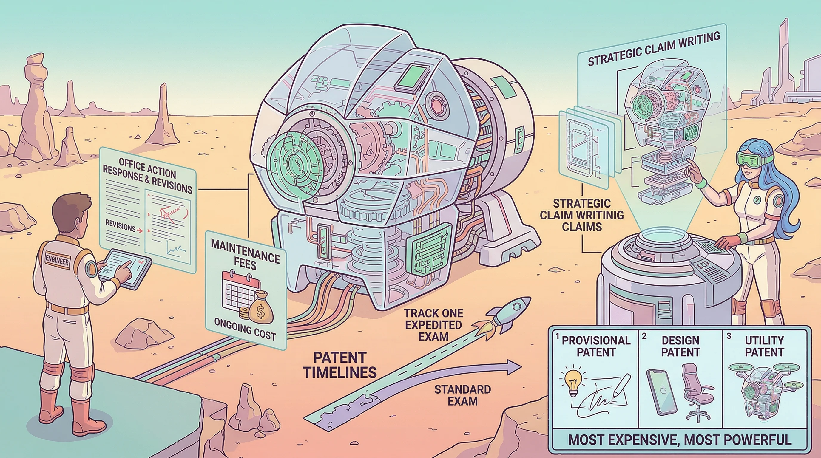 Illustration showing utility patent cost breakdown